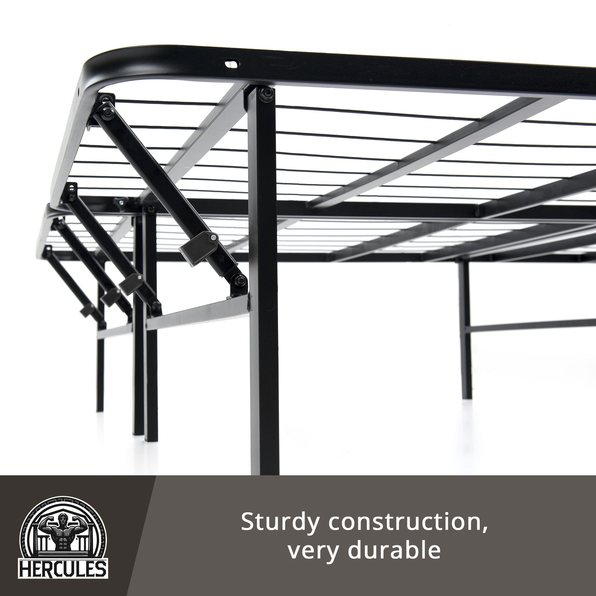 Hercules Metal Bed Frame, 14 in Platform Mattress Foundation, King (Used) - VMInnovations