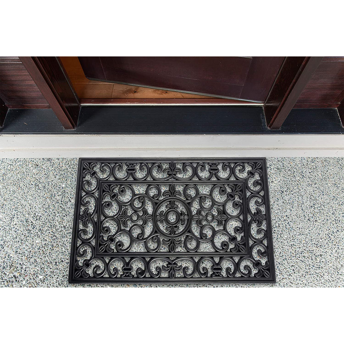 DII Design Imports 24 x 36 Inch All Weather Rubber Wrought Iron Style Door Mat