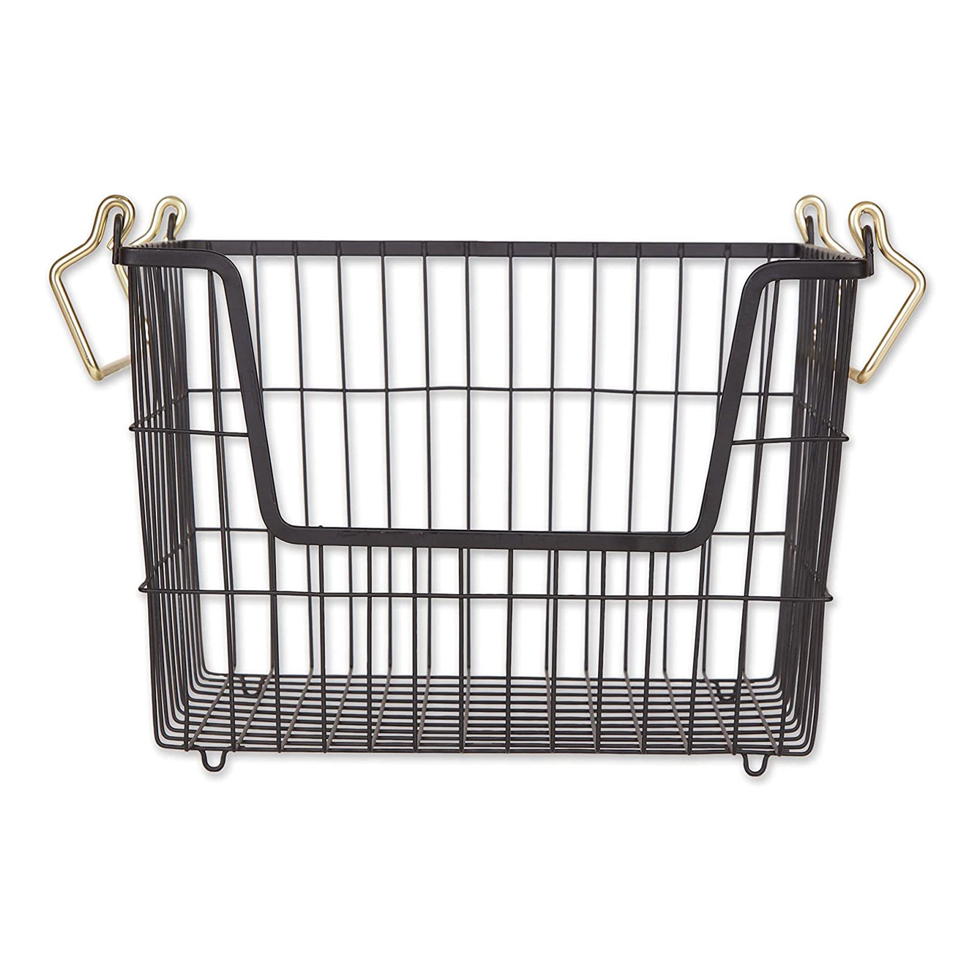 DII Design Imports Wire Mesh Stackable Utility Storage Bin, Medium, Black & Gold