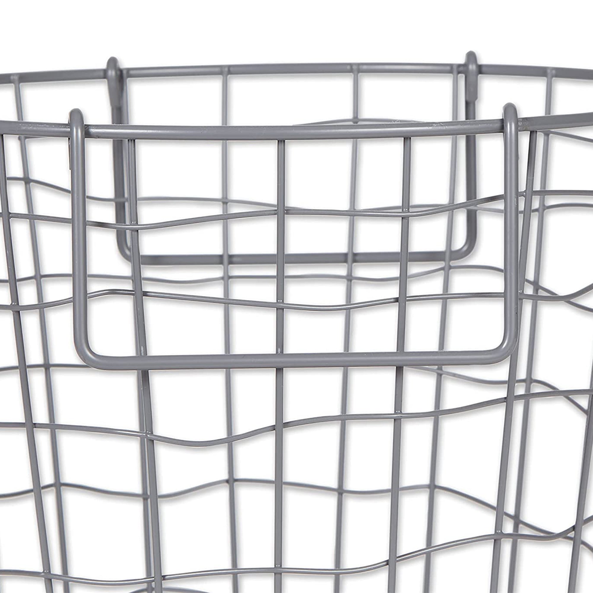 15In Wire Mesh Stackable Storage Bin, Round, Small, Cool Gray (Open Box) - VMInnovations