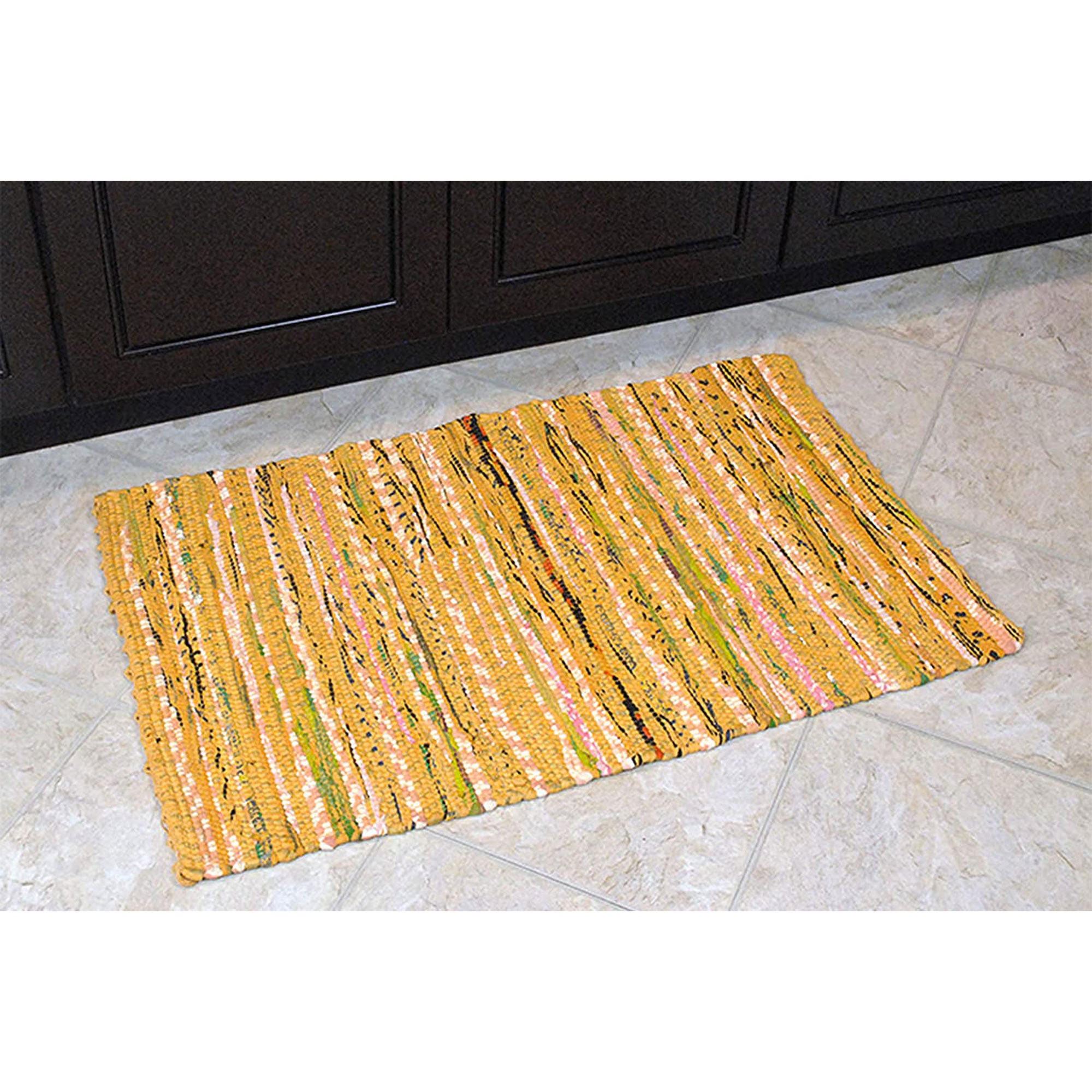 DII Design Imports Chindi Home Collection 4 x 6 Ft Handwoven Rug, Mustard Yellow - VMInnovations