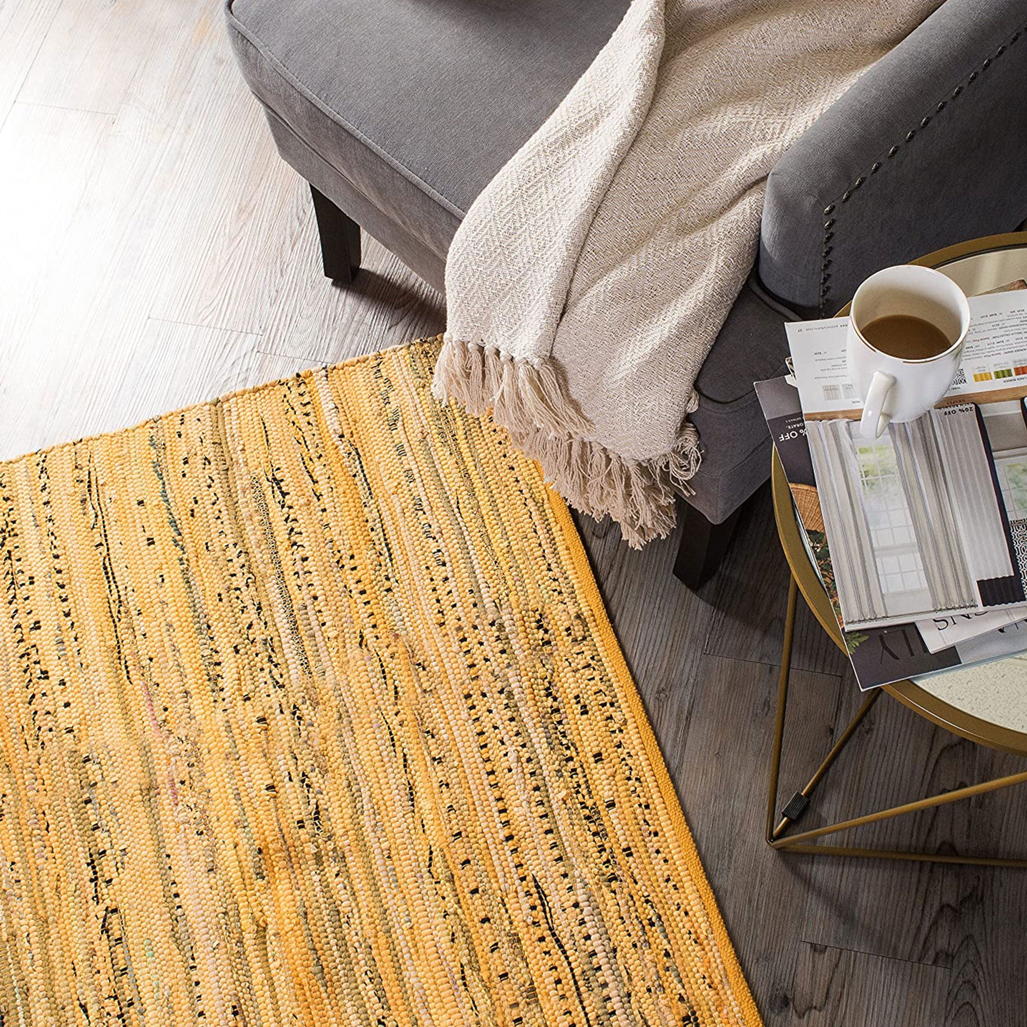 DII Design Imports Chindi Home Collection 4 x 6 Ft Handwoven Rug, Mustard Yellow - VMInnovations