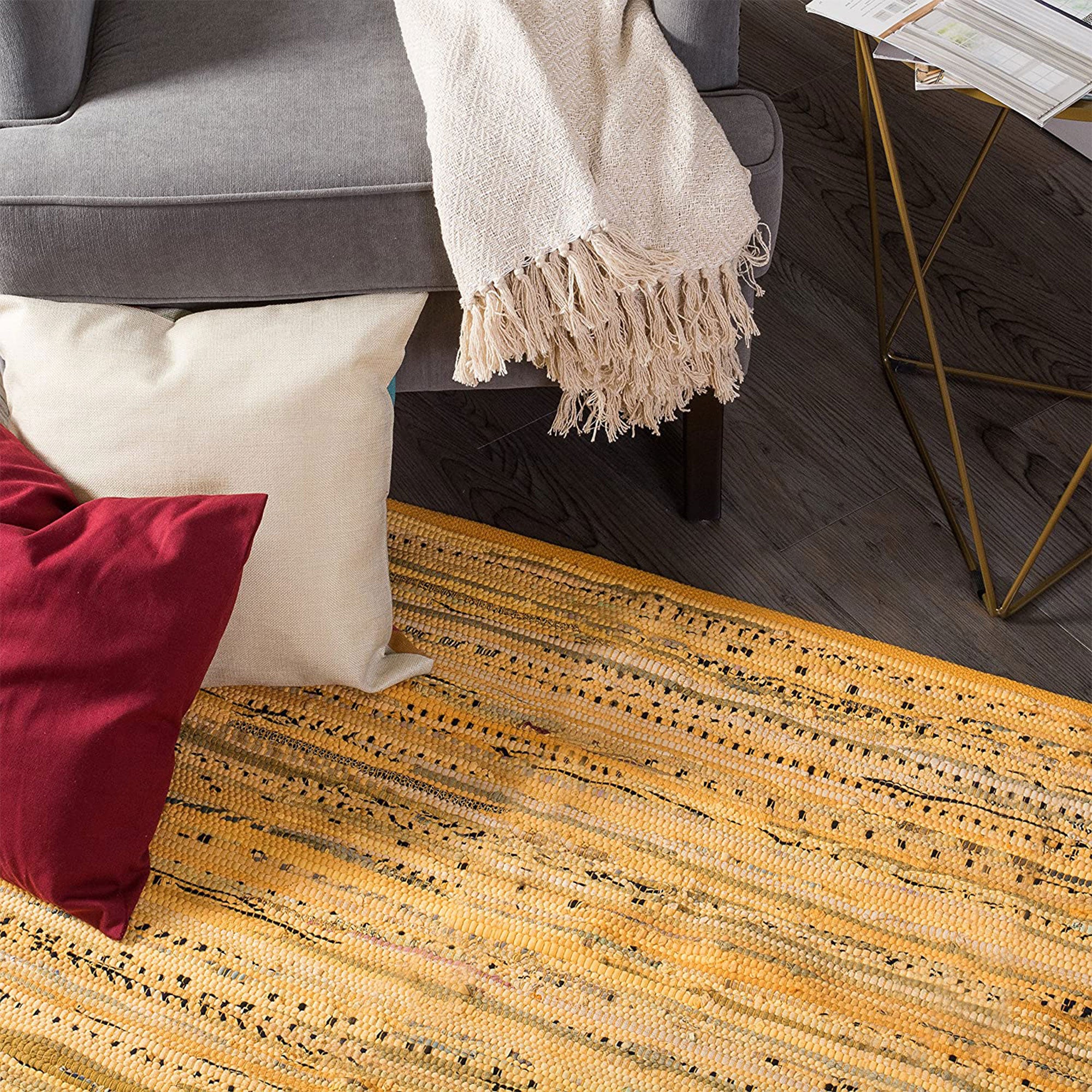 DII Design Imports Chindi Home Collection 4 x 6 Ft Handwoven Rug, Mustard Yellow - VMInnovations