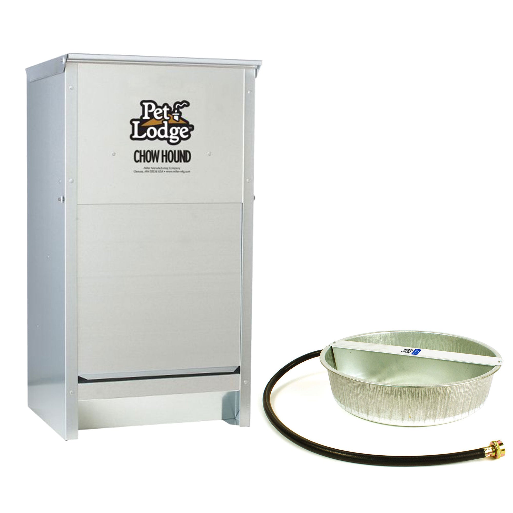 Little Giant Automatic Dry Dog Food Feeder & 3.25 Gal Steel Ever Full Water Bowl - VMInnovations