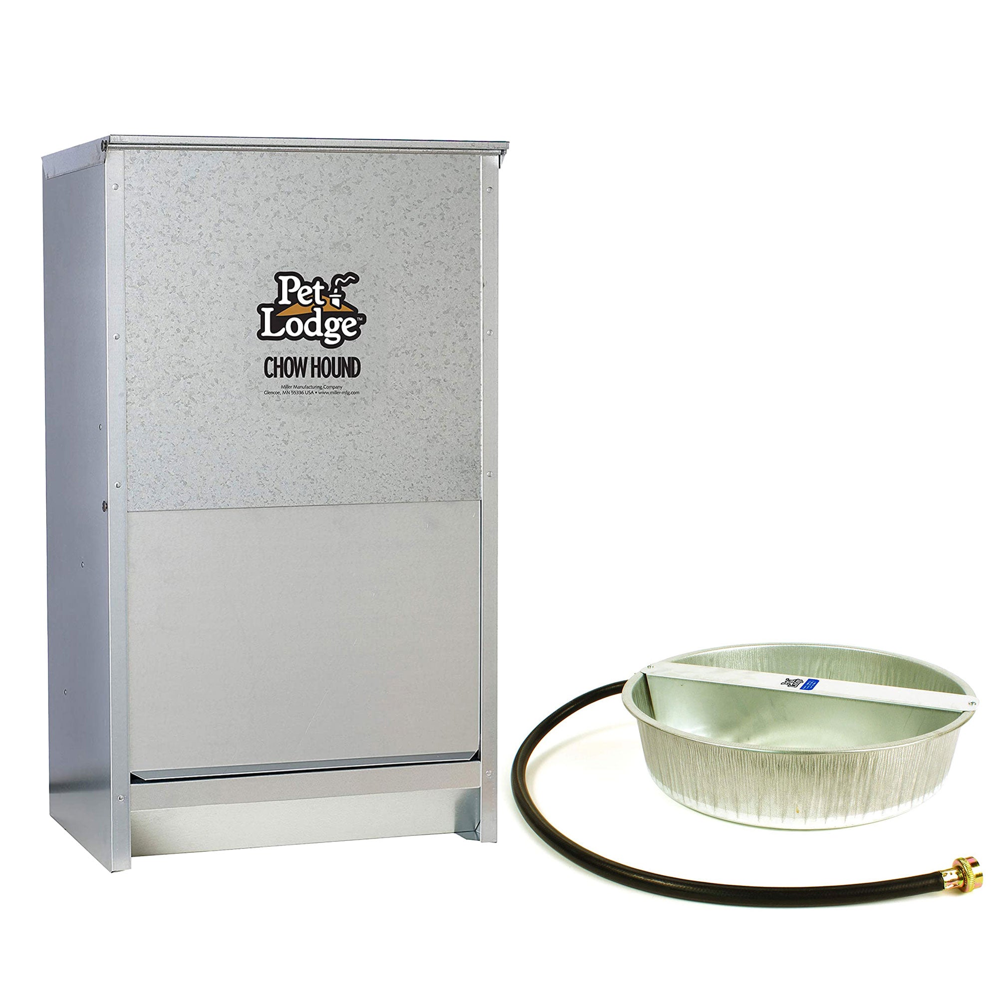 Little Giant Automatic Dry Dog Food Feeder & 3.25 Gal Steel Ever Full Water Bowl - VMInnovations
