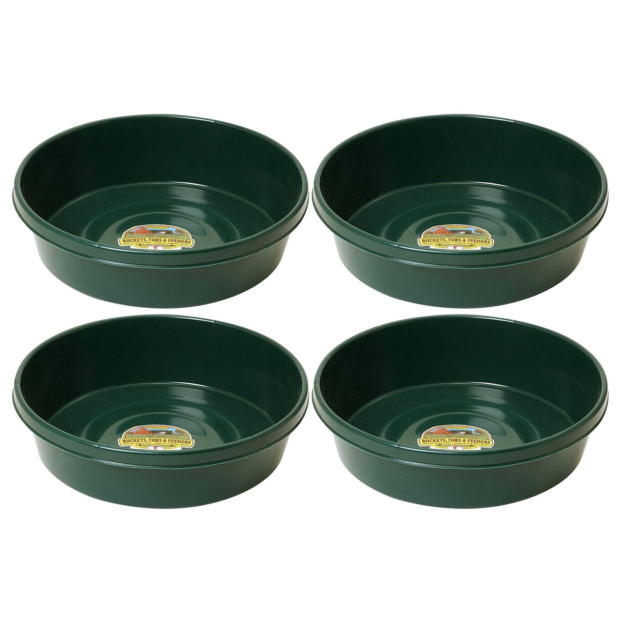 Little Giant 3 Gal Durable Flat Farm Livestock Feed Utility Pan, Green (4 Pack) - VMInnovations