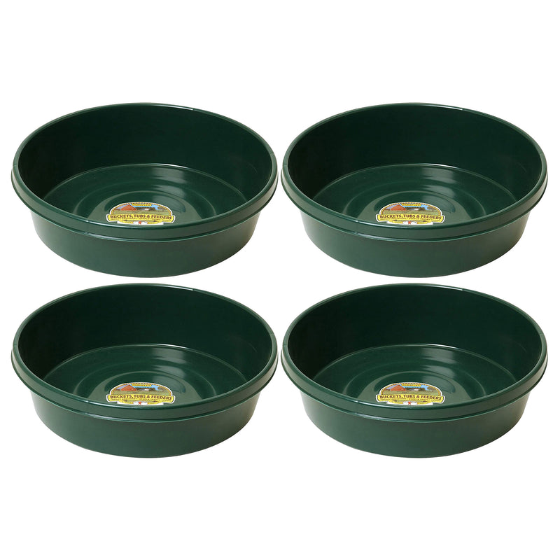 Little Giant 3 Gal Durable Flat Farm Livestock Feed Utility Pan, Green (4 Pack)