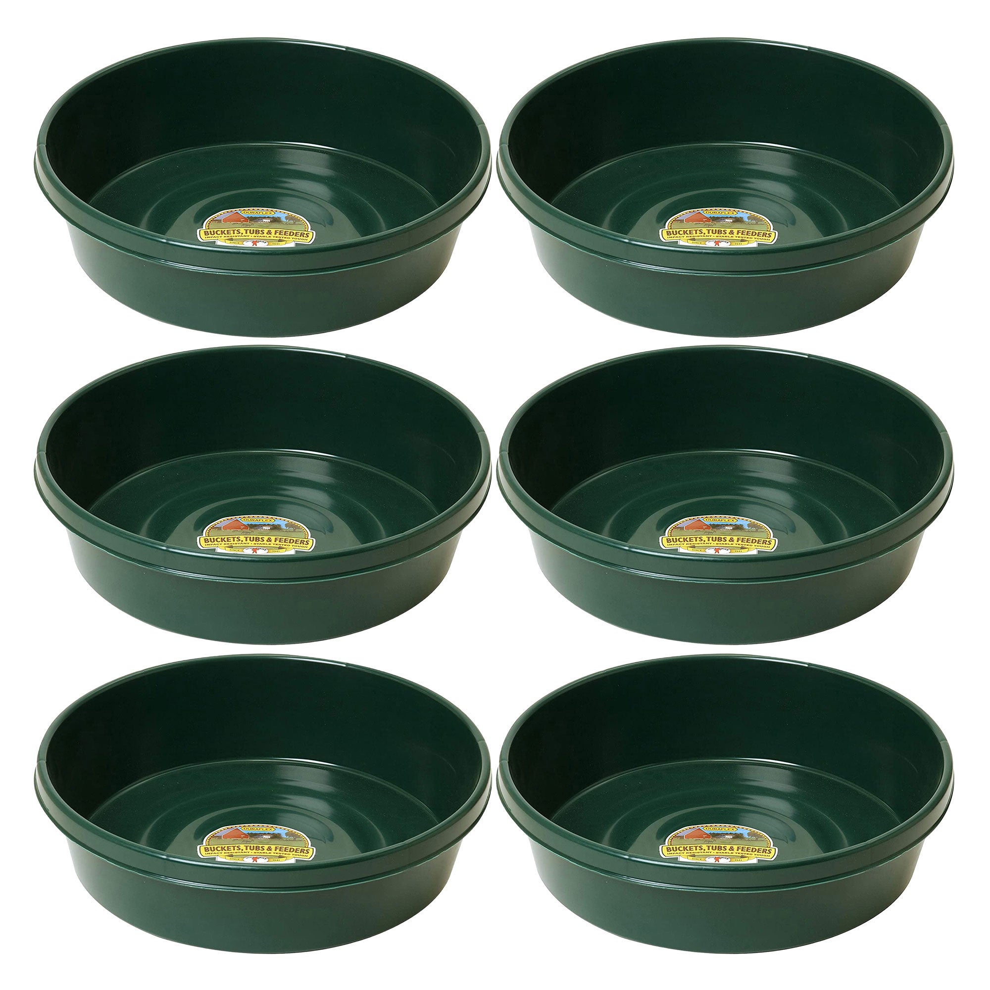 Little Giant 3 Gal Durable Flat Farm Livestock Feed Utility Pan, Green (6 Pack) - VMInnovations