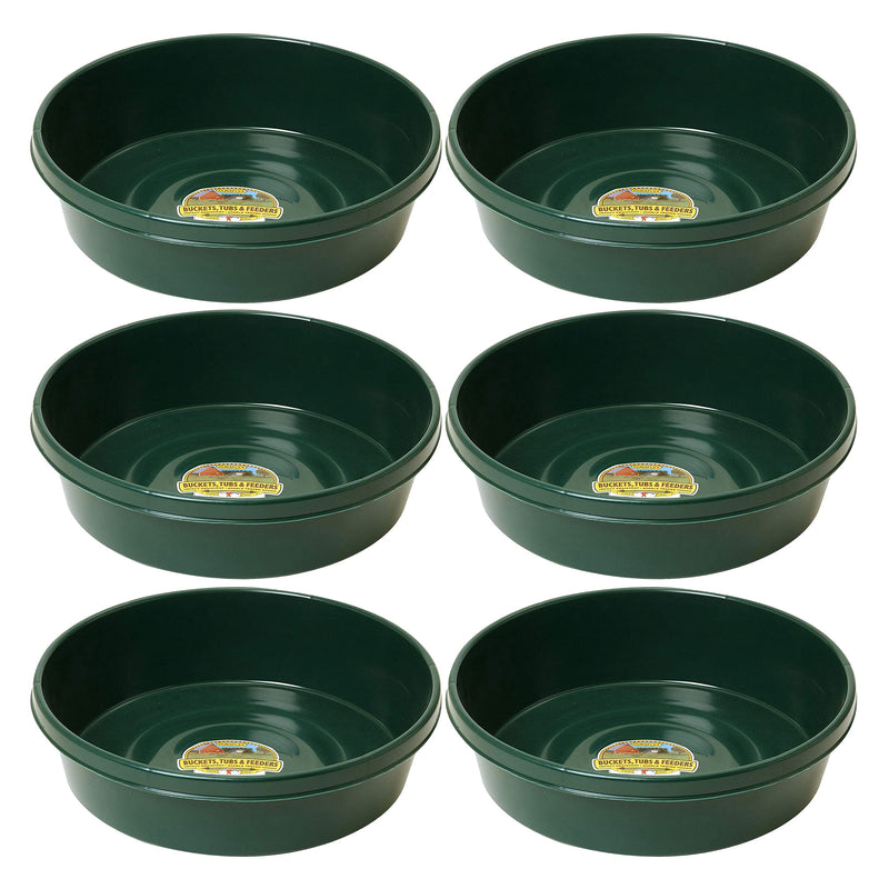 Little Giant 3 Gal Durable Flat Farm Livestock Feed Utility Pan, Green (6 Pack)