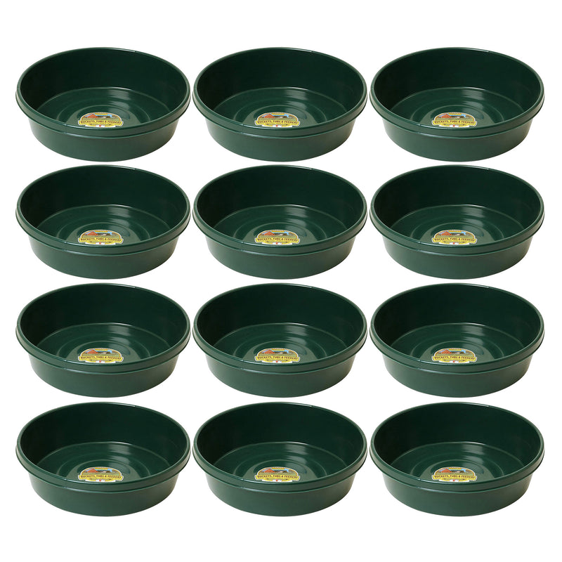 Little Giant 3 Gal Durable Flat Farm Livestock Feed Utility Pan, Green (12 Pack)