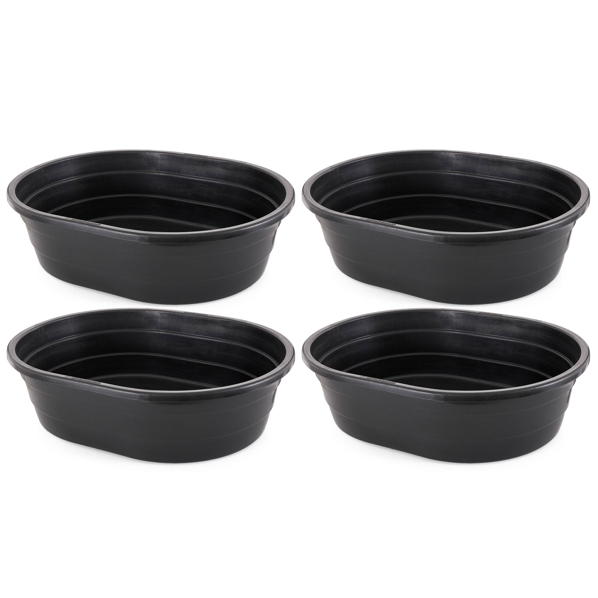 Little Giant 15 Gal Poly Plastic Oval Stock Water Tank Trough, Black (4 Pack) - VMInnovations