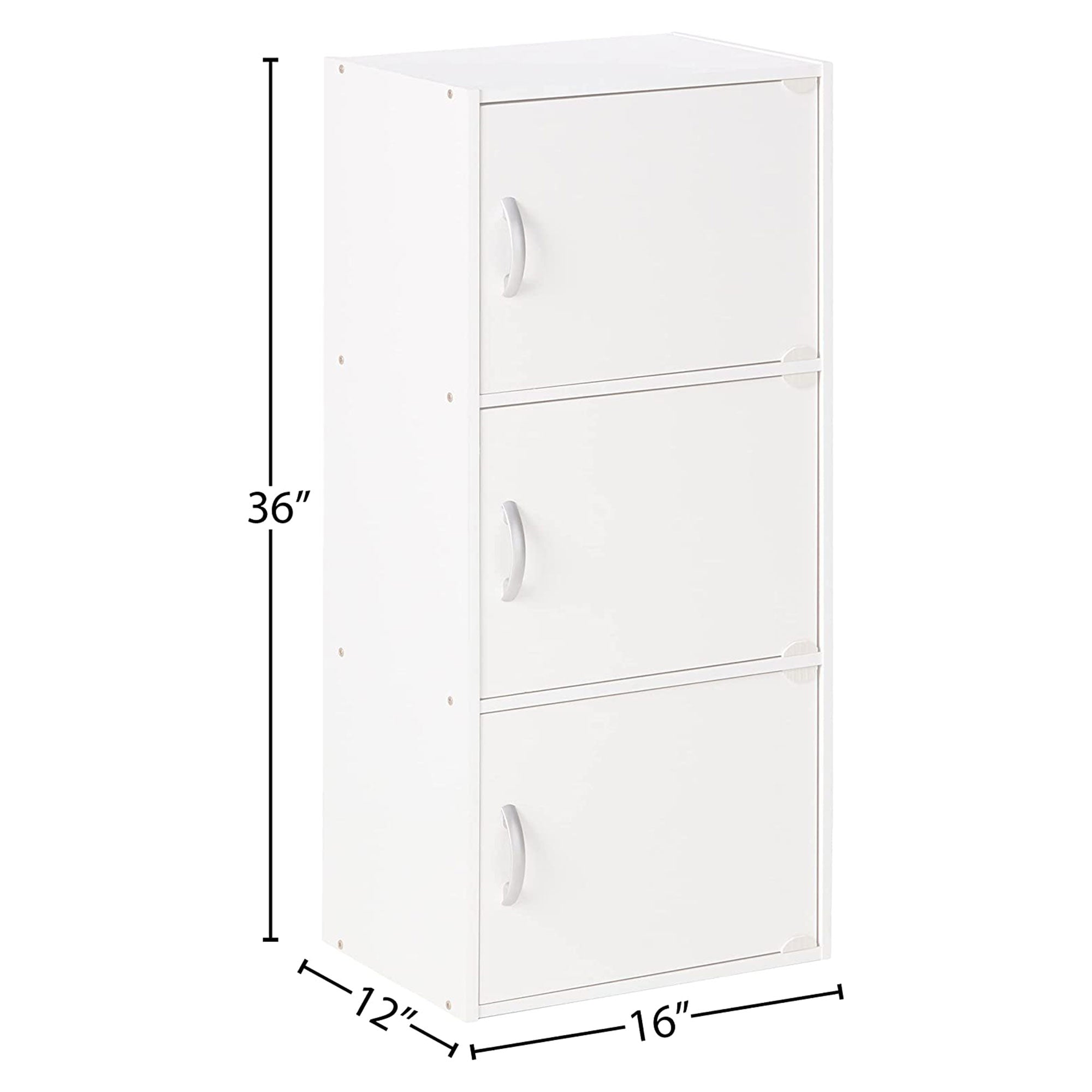 Hodedah 3 Door Multipurpose Storage Cabinet for Home and Office, White(Open Box) - VMInnovations