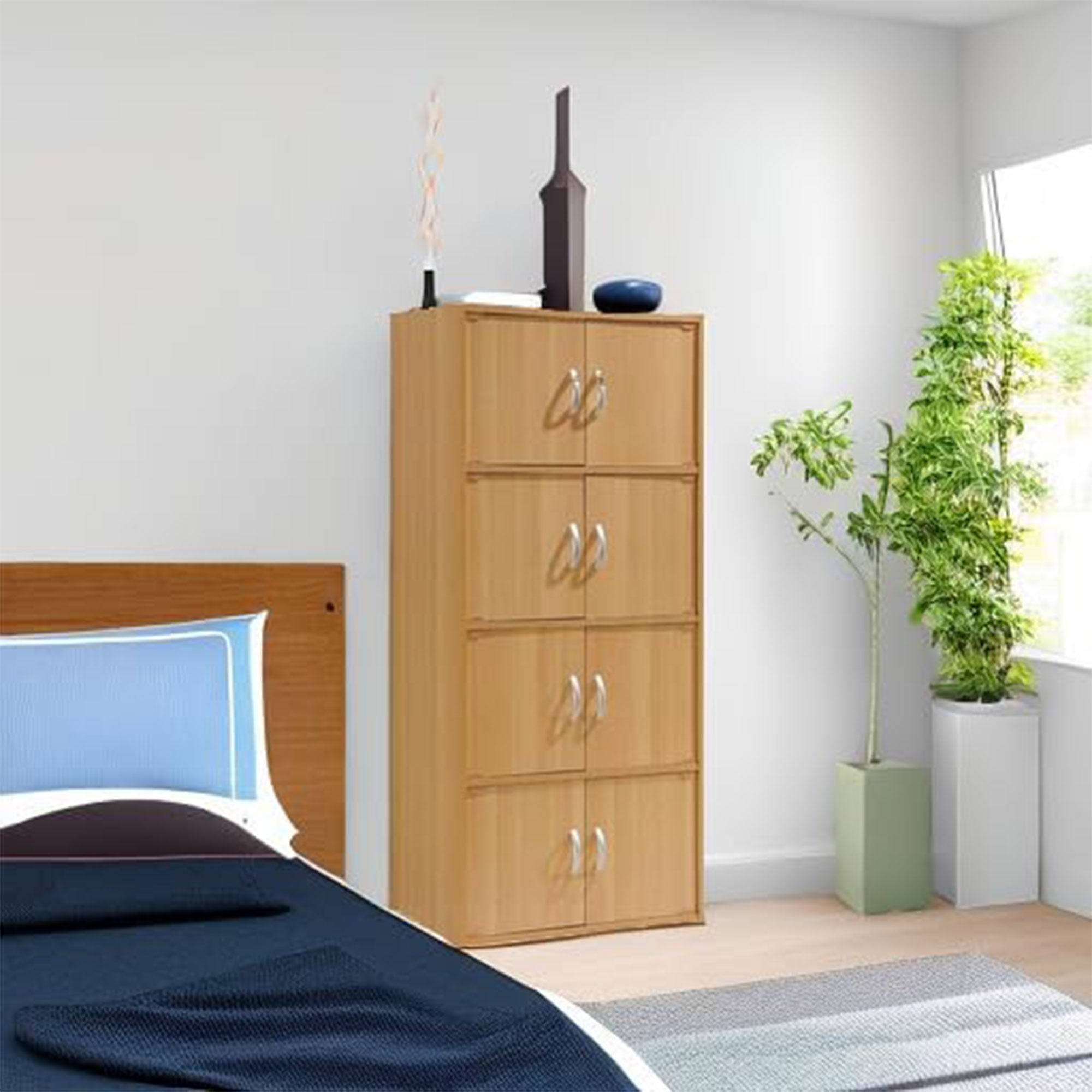 Hodedah 8 Door Multipurpose Storage Cabinet for Home & Office, Beech (Used) - VMInnovations