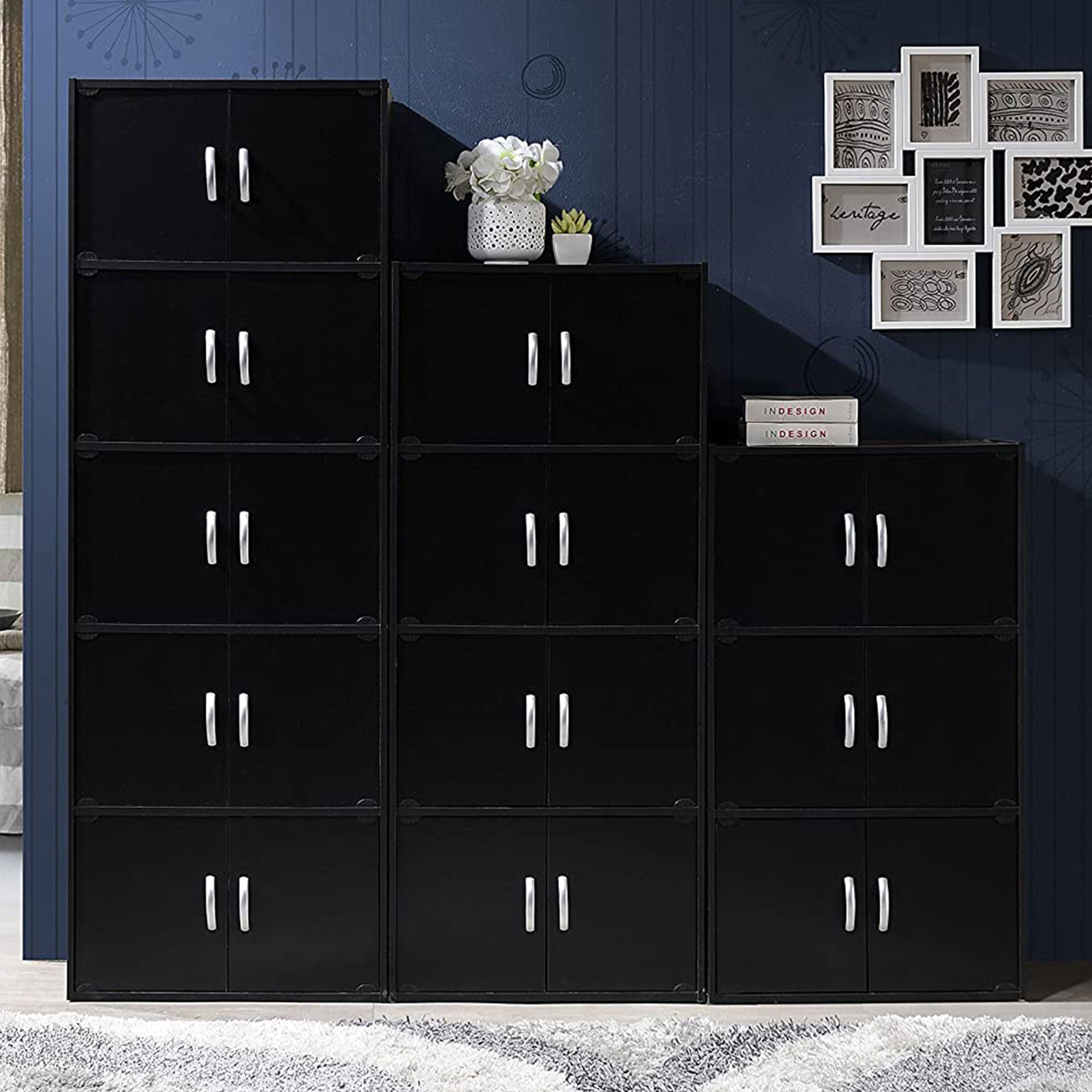 Hodedah 8 Door Enclosed Storage Cabinet for Home and Office, Black (Used) - VMInnovations