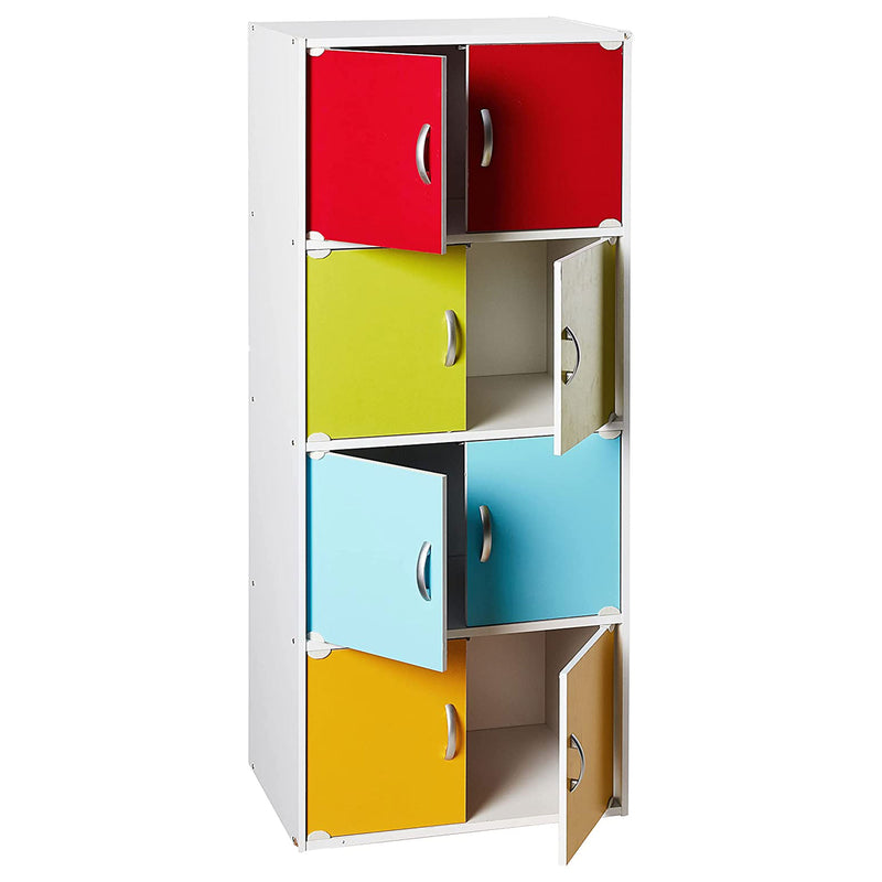 Hodedah 8 Door Enclosed Multipurpose Storage Cabinet for Home/Office, Rainbow