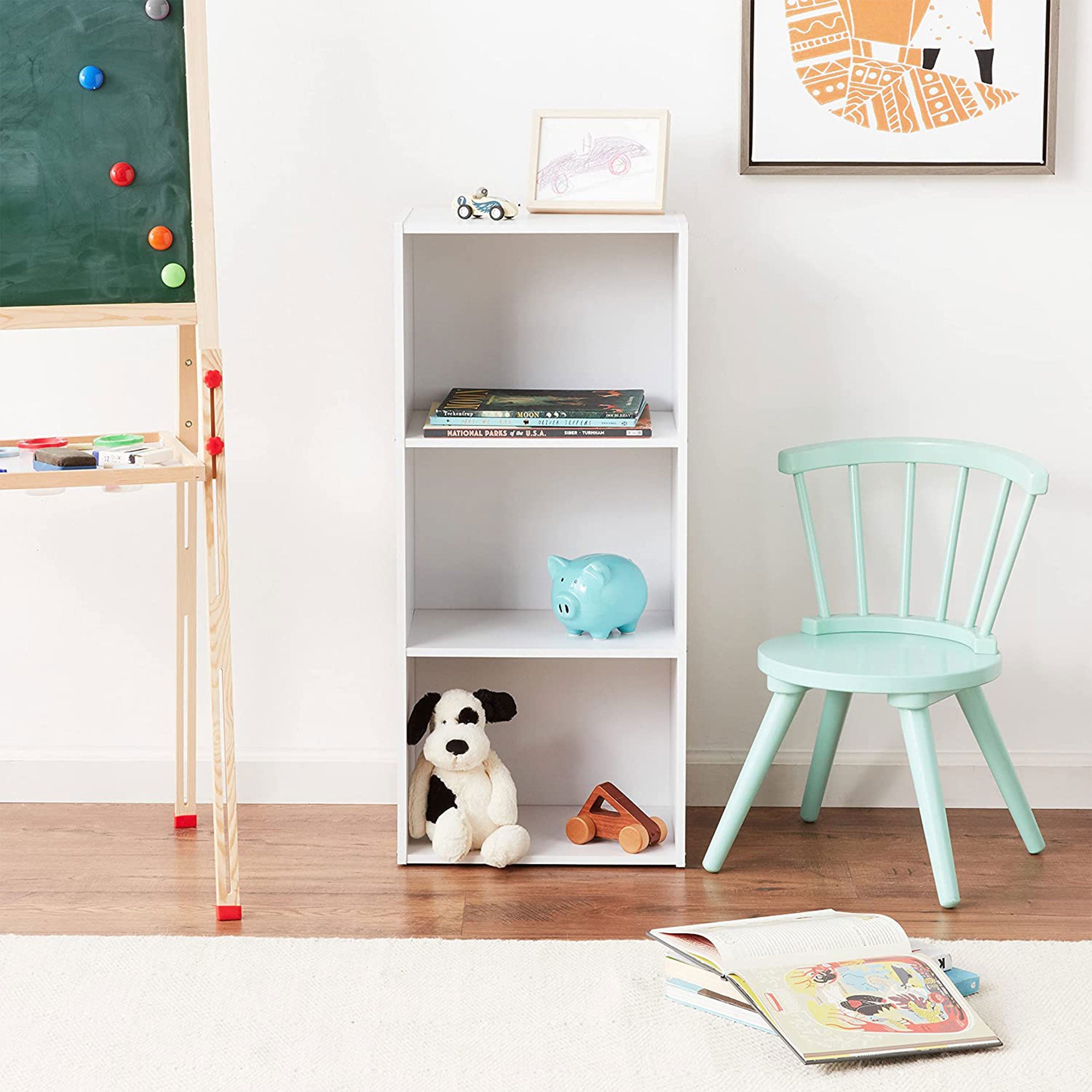 Hodedah 3 Shelf Home and Office Storage Bookcase Cabinets, White (Used)