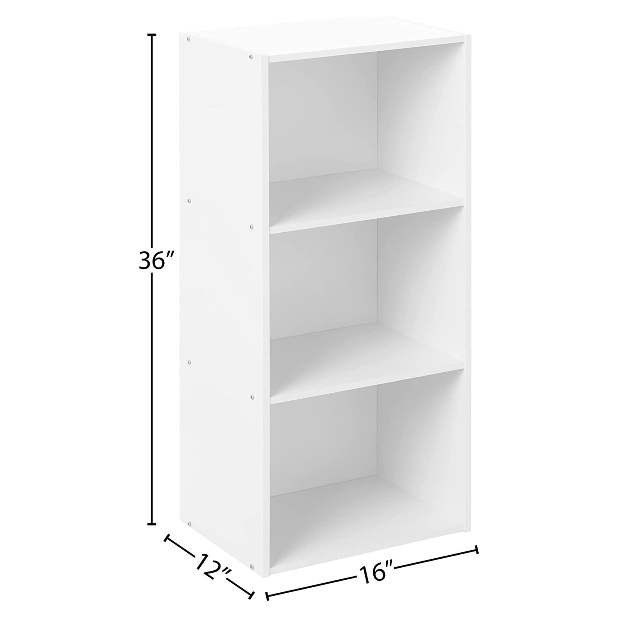 Hodedah 3 Shelf Home and Office Storage Bookcase Cabinets, White (Used)
