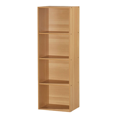 12 x 16 x 47 Inch 4 Shelf Bookcase Organizer, Beech Wood Finish (Open Box)