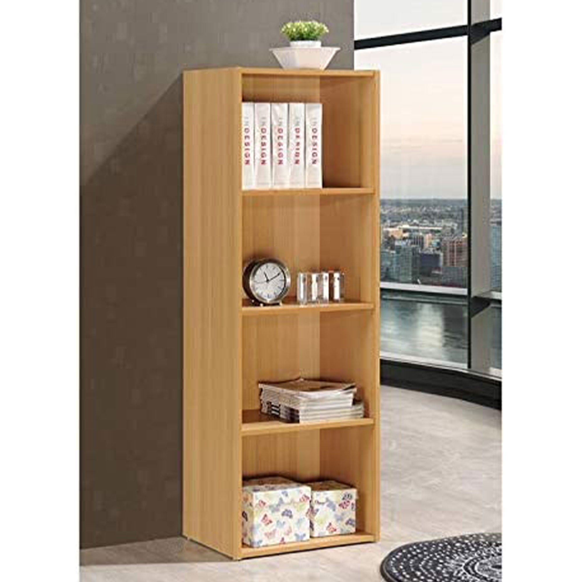 12 x 16 x 47 Inch 4 Shelf Bookcase Organizer, Beech Wood Finish (Open Box)