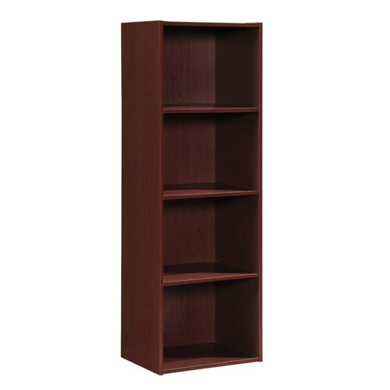 12 x 16 x 47 In 4 Shelf Bookcase Organizer, Mahogany Wood Finish (Open Box)