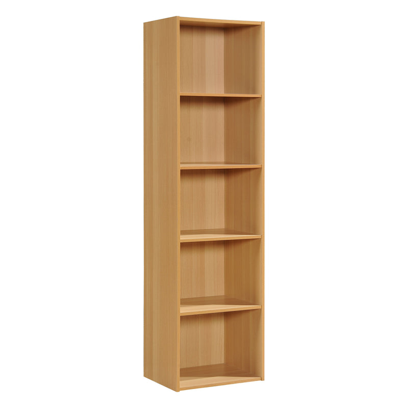 Hodedah 12"x16"x60" 5 Shelf Bookcase and Office Organizer,Beech Finish(Open Box)