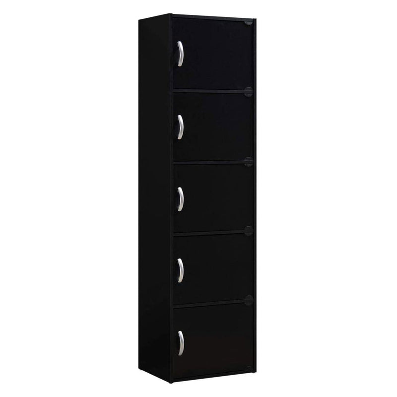 5 Shelf Home and Office Enclosed Organization Storage Cabinet, Black (Open Box)