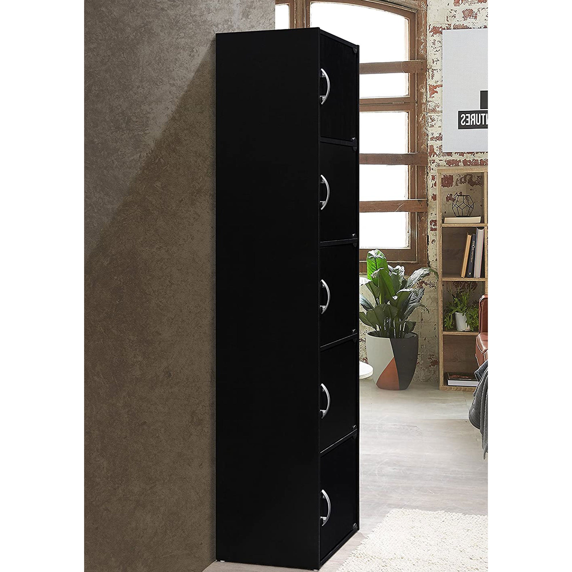 5 Shelf Home and Office Enclosed Organization Storage Cabinet, Black (Open Box) - VMInnovations