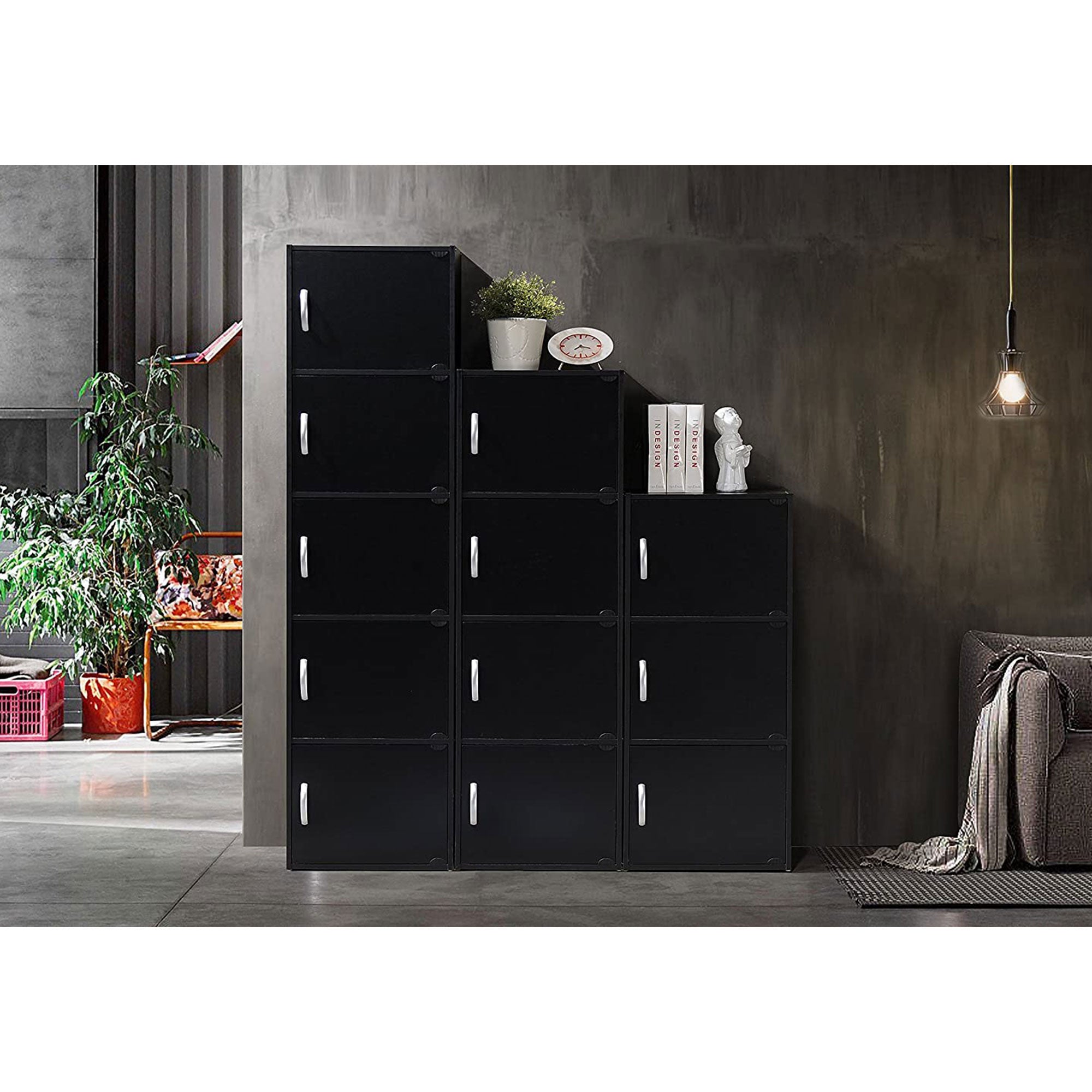 5 Shelf Home and Office Enclosed Organization Storage Cabinet, Black (Open Box) - VMInnovations