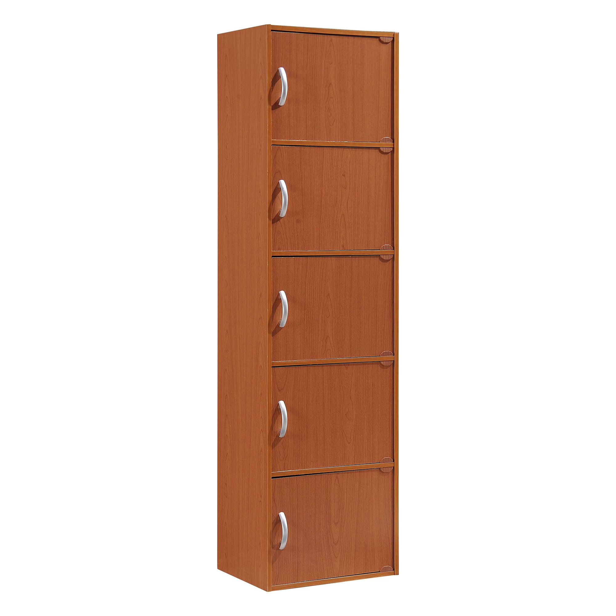 Hodedah 5 Shelf Home and Office Enclosed Organization Cabinet, Cherry (Used)