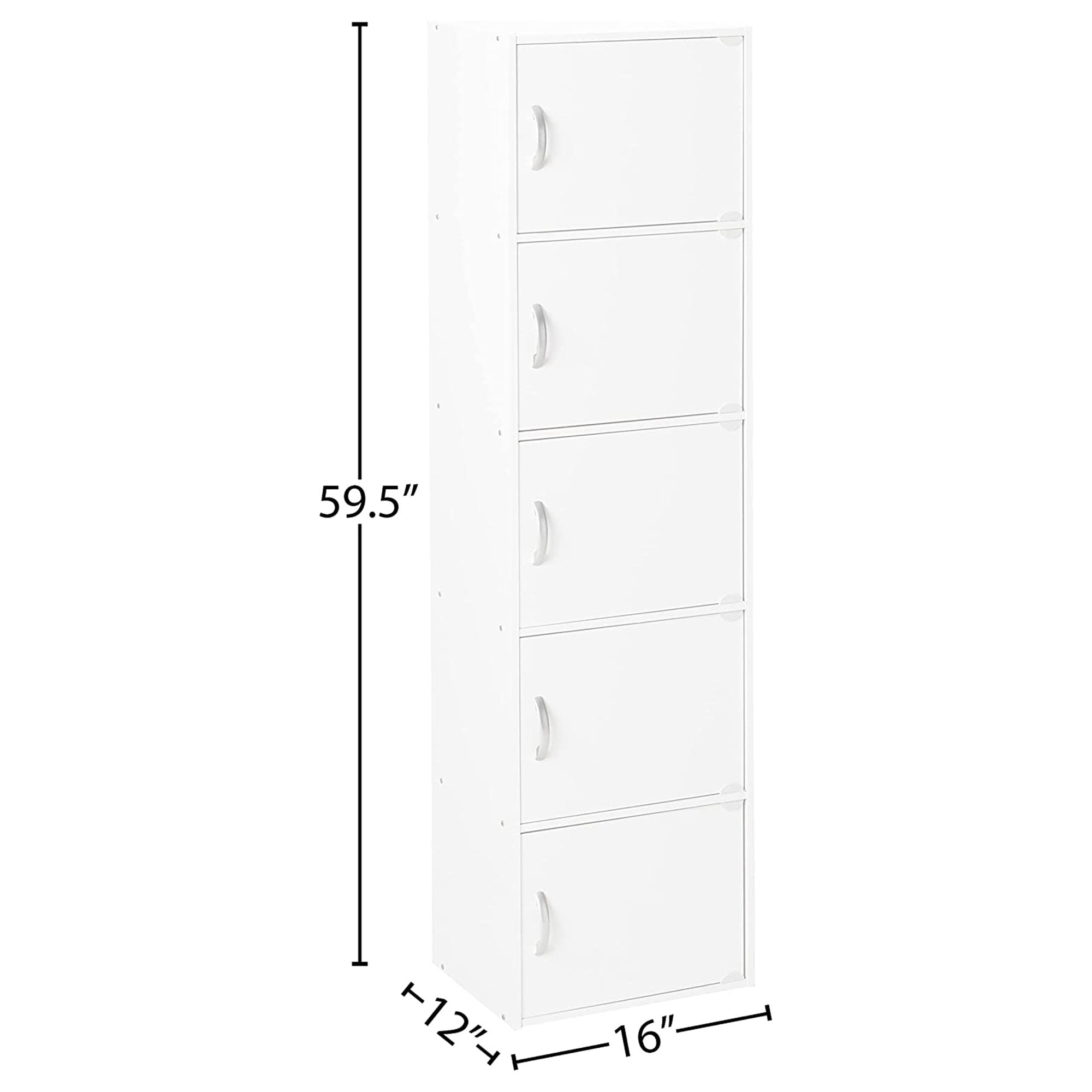 Hodedah 5 Shelf Home and Office Organization Storage Cabinet, White (For Parts) - VMInnovations