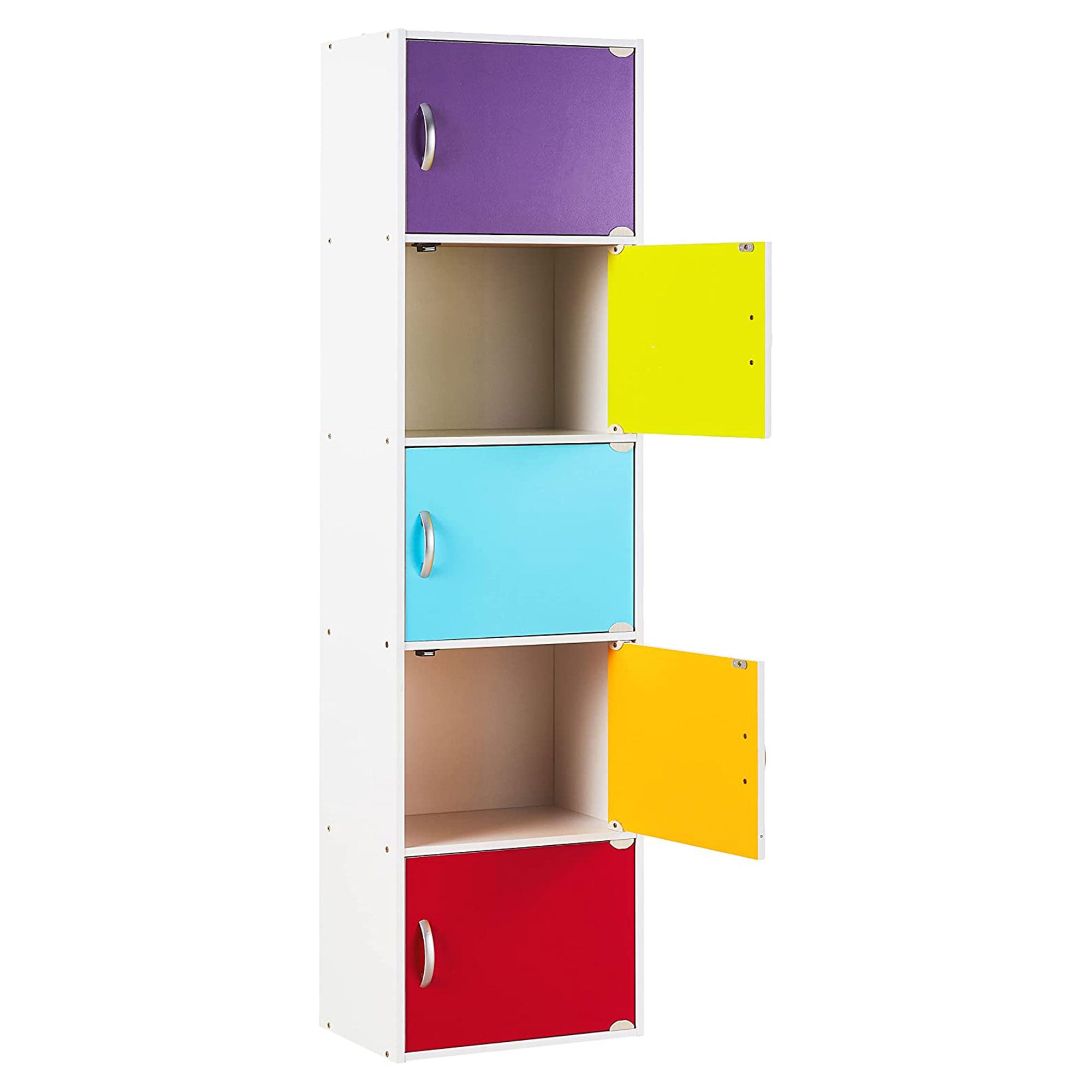 Hodedah 5 Shelf Home and Office Enclosed Organization Storage Cabinet, Rainbow - VMInnovations