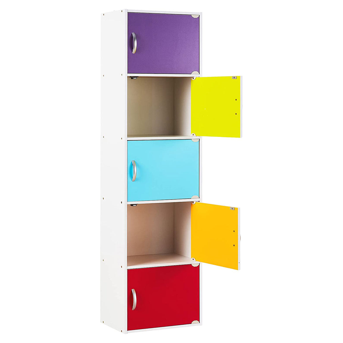 5 Shelf Home and Office Enclosed Organization Storage Cabinet, Rainbow(Open Box)