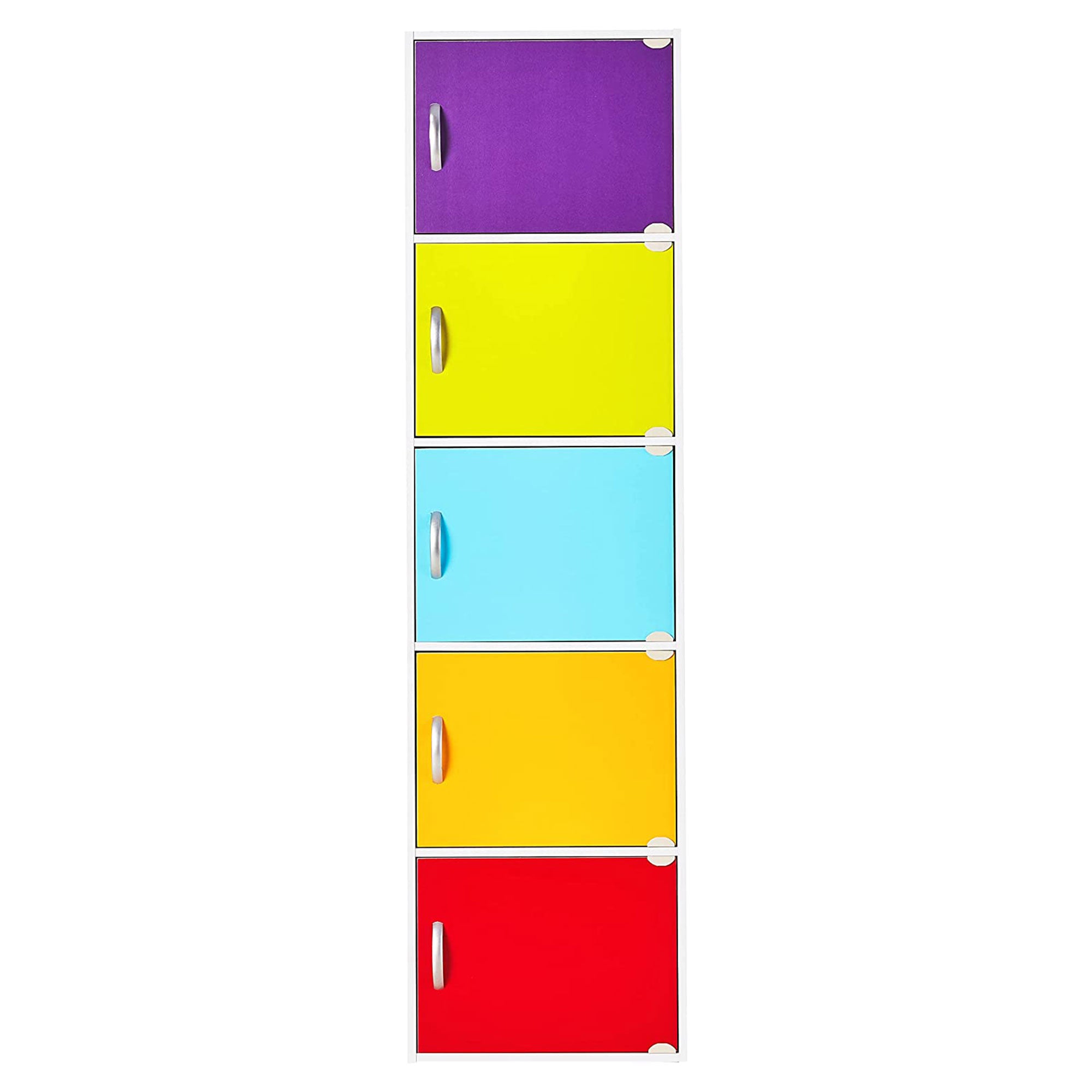 5 Shelf Home and Office Enclosed Organization Storage Cabinet, Rainbow (Used) - VMInnovations