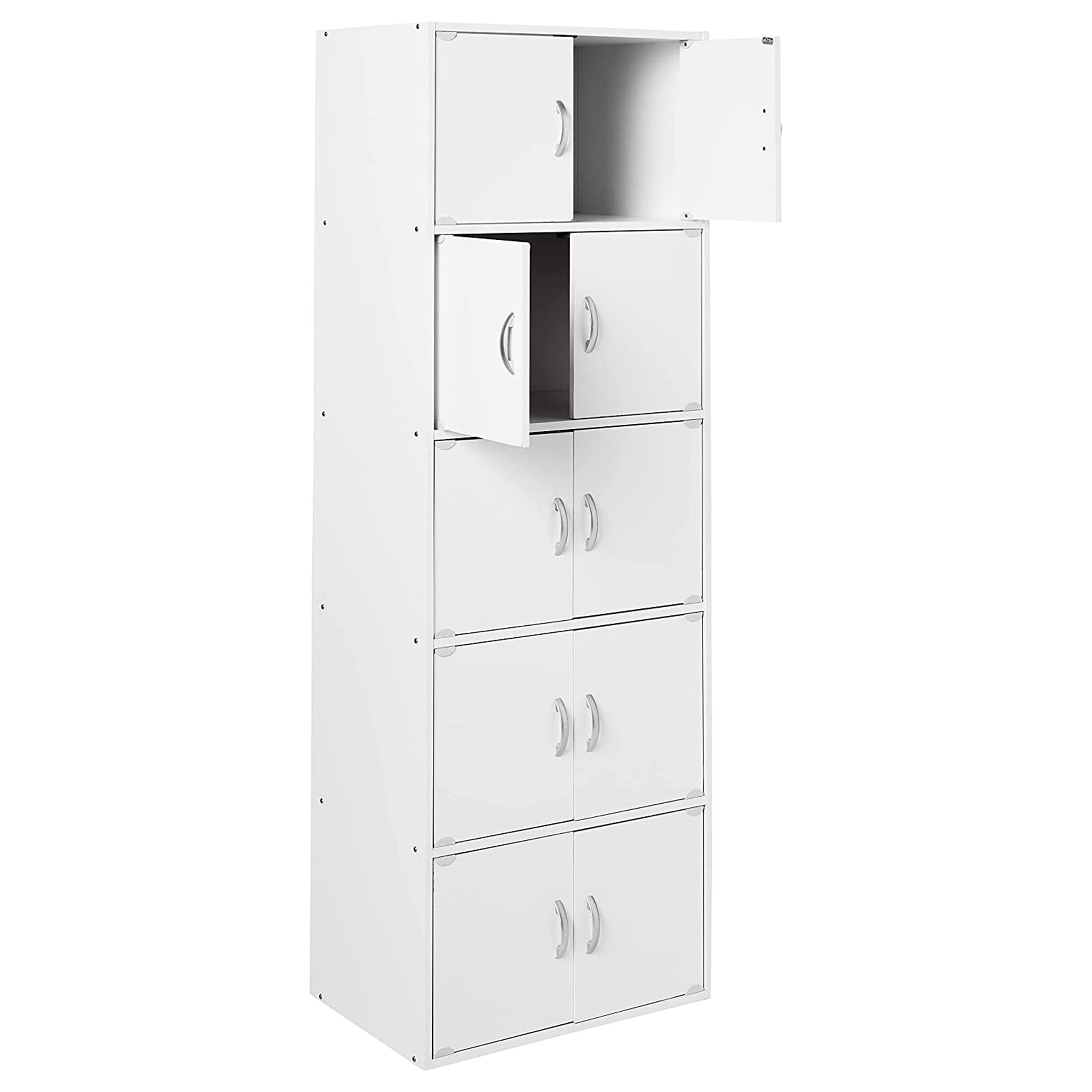 Hodedah 10 Door Enclosed Multipurpose Storage Cabinet for Home and Office, White - VMInnovations