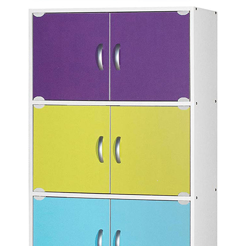 Hodedah 10 Door Enclosed Multipurpose Storage Cabinet for Home/Office, Rainbow