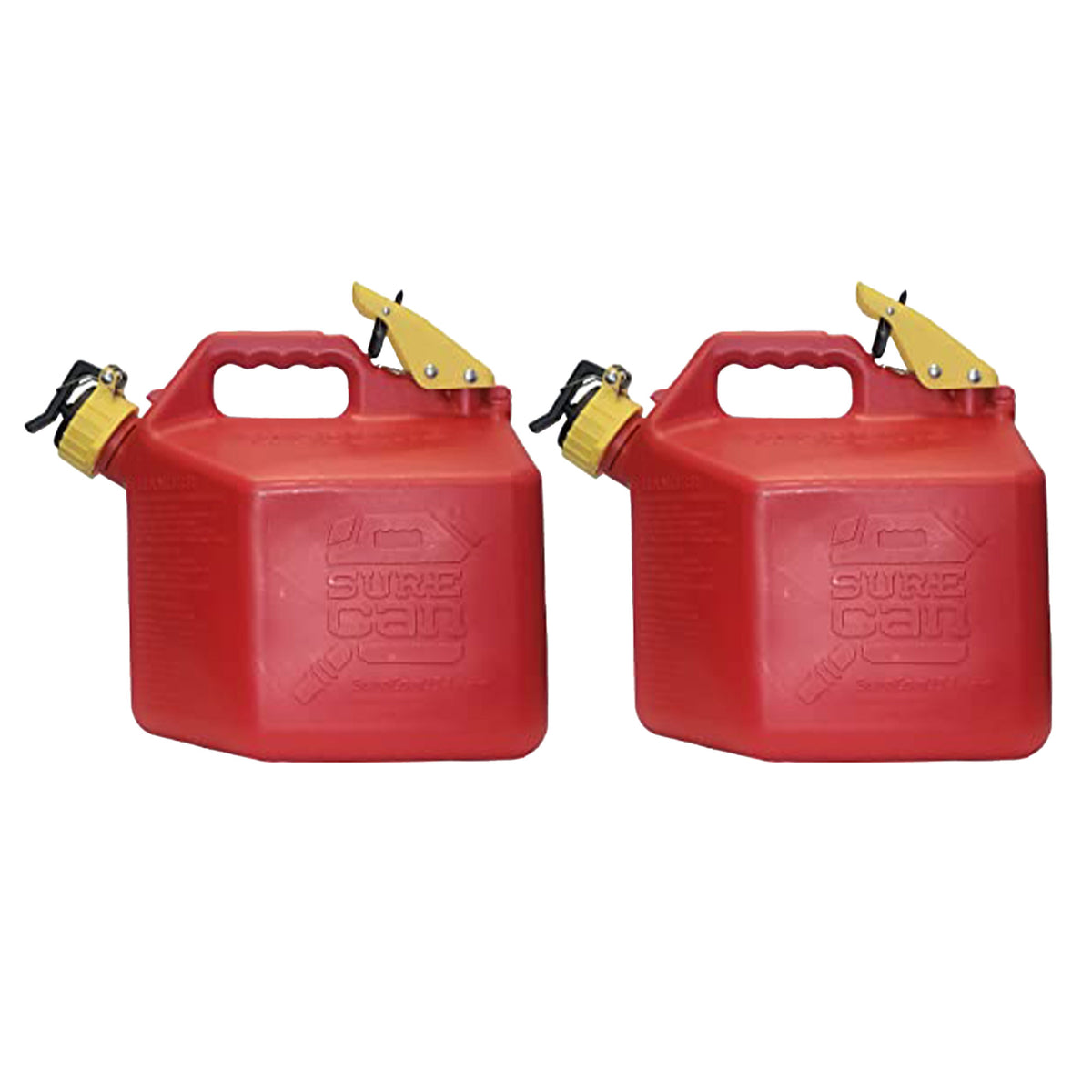 SureCan 2 Gallon Spill Free Type II Self Venting Gasoline Safety Can (2 Pack)