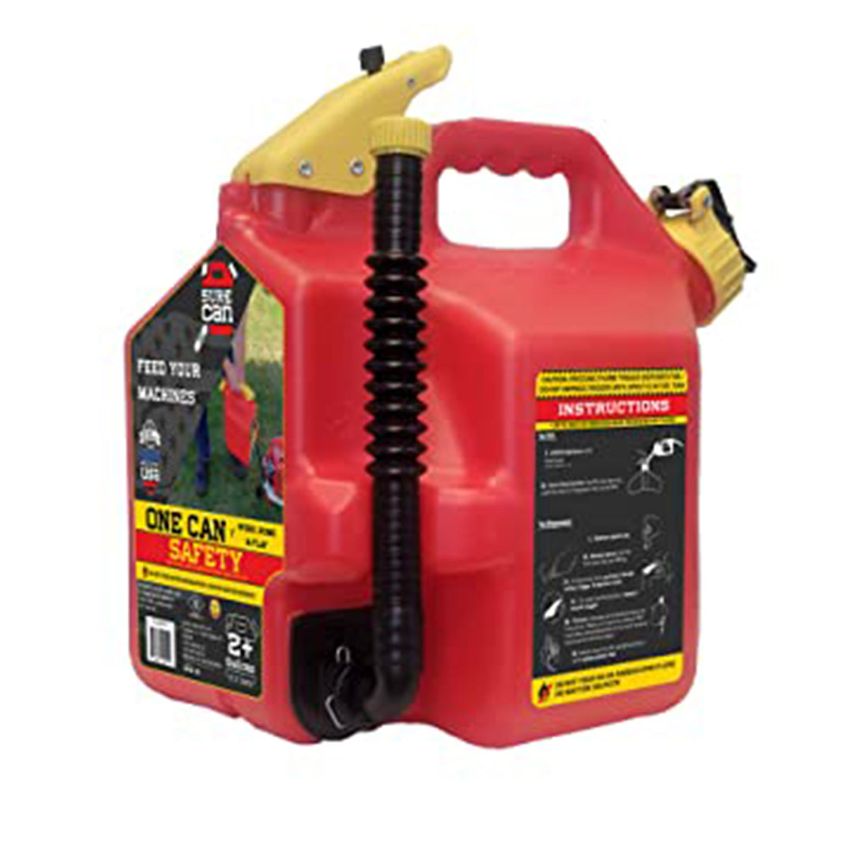 SureCan 2 Gallon Spill Free Type II Self Venting Gasoline Safety Can (4 Pack)