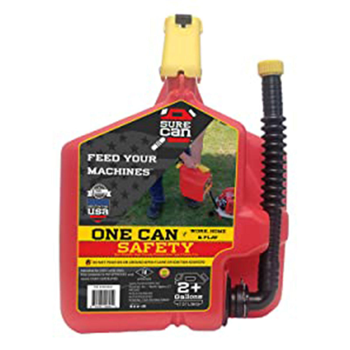 SureCan 2 Gallon Spill Free Type II Self Venting Gasoline Safety Can (4 Pack)