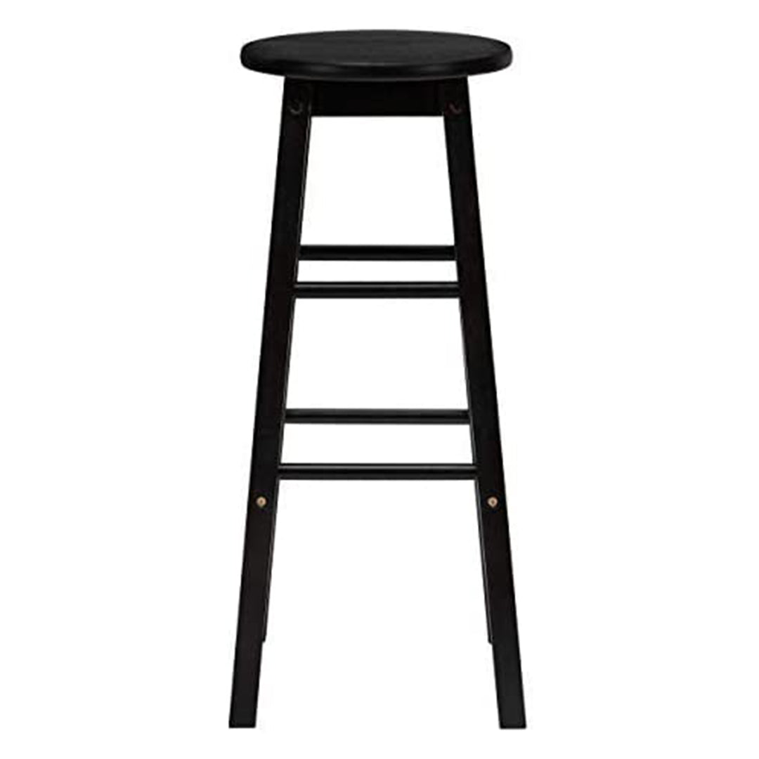 PJ Wood Classic Round-Seat 24 Inch Kitchen and Counter Stools, Black, Set of 2 - VMInnovations