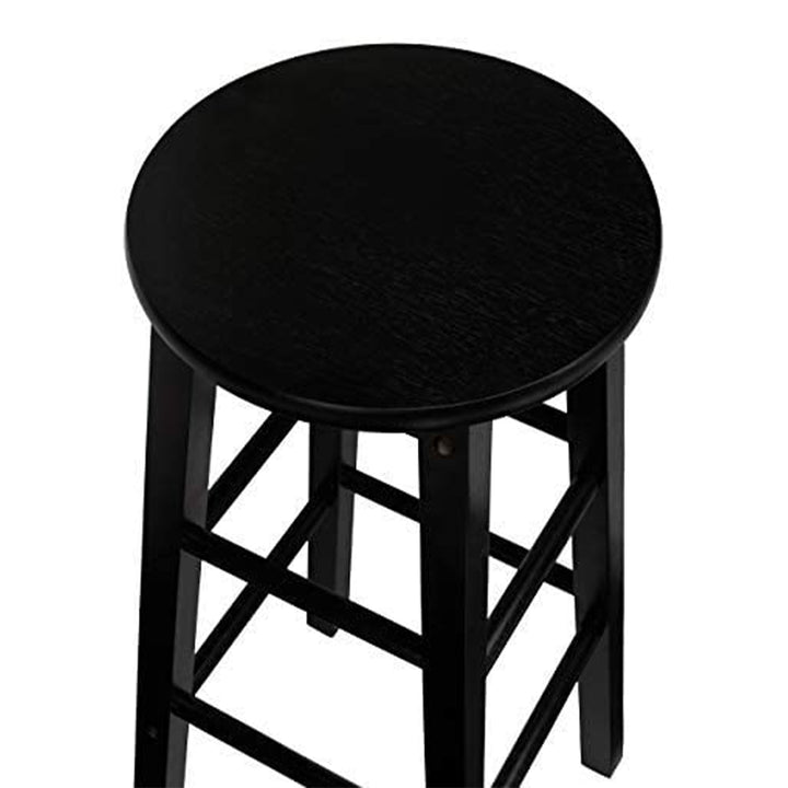PJ Wood Classic Round-Seat 24 Inch Kitchen and Counter Stools, Black, Set of 2 - VMInnovations