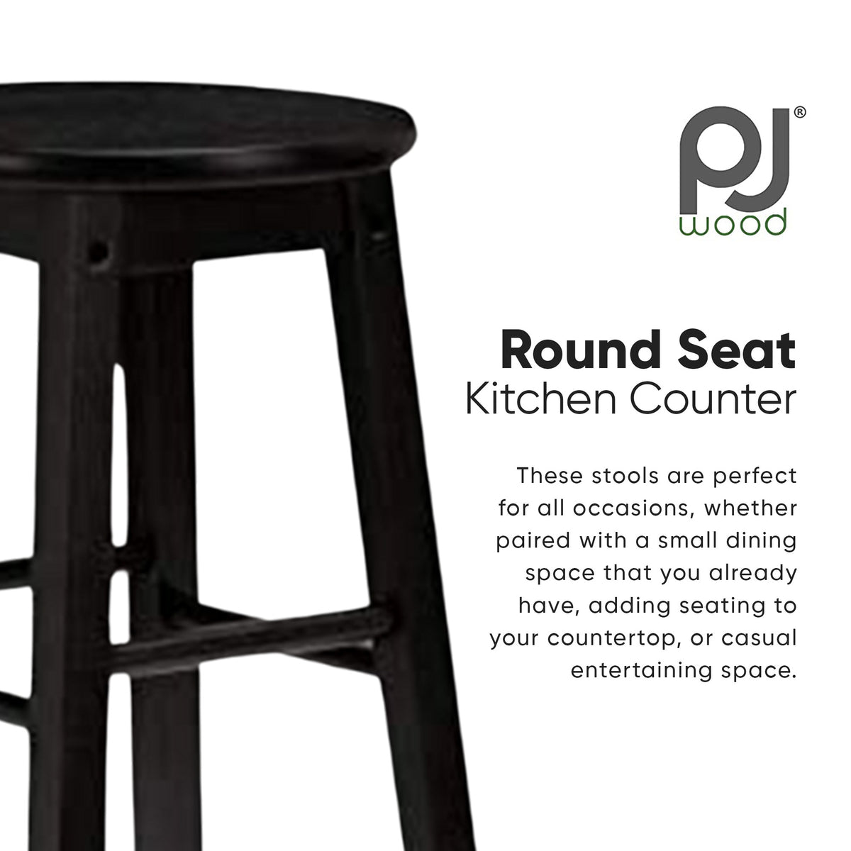 PJ Wood Classic Round-Seat 24 Inch Kitchen and Counter Stools (Open Box)