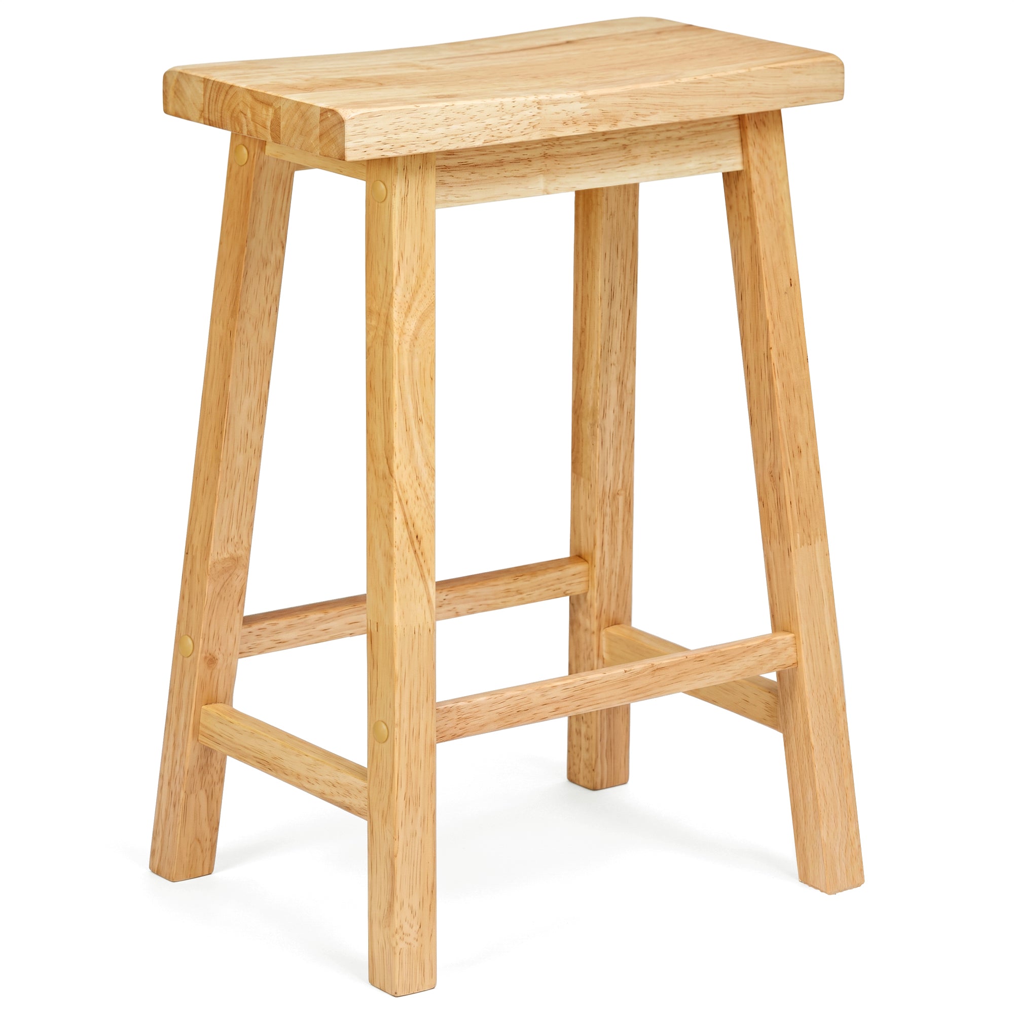 PJ Wood Classic Saddle-Seat 24 Inch Kitchen, Table, & Bar Counter Stool, Natural - VMInnovations