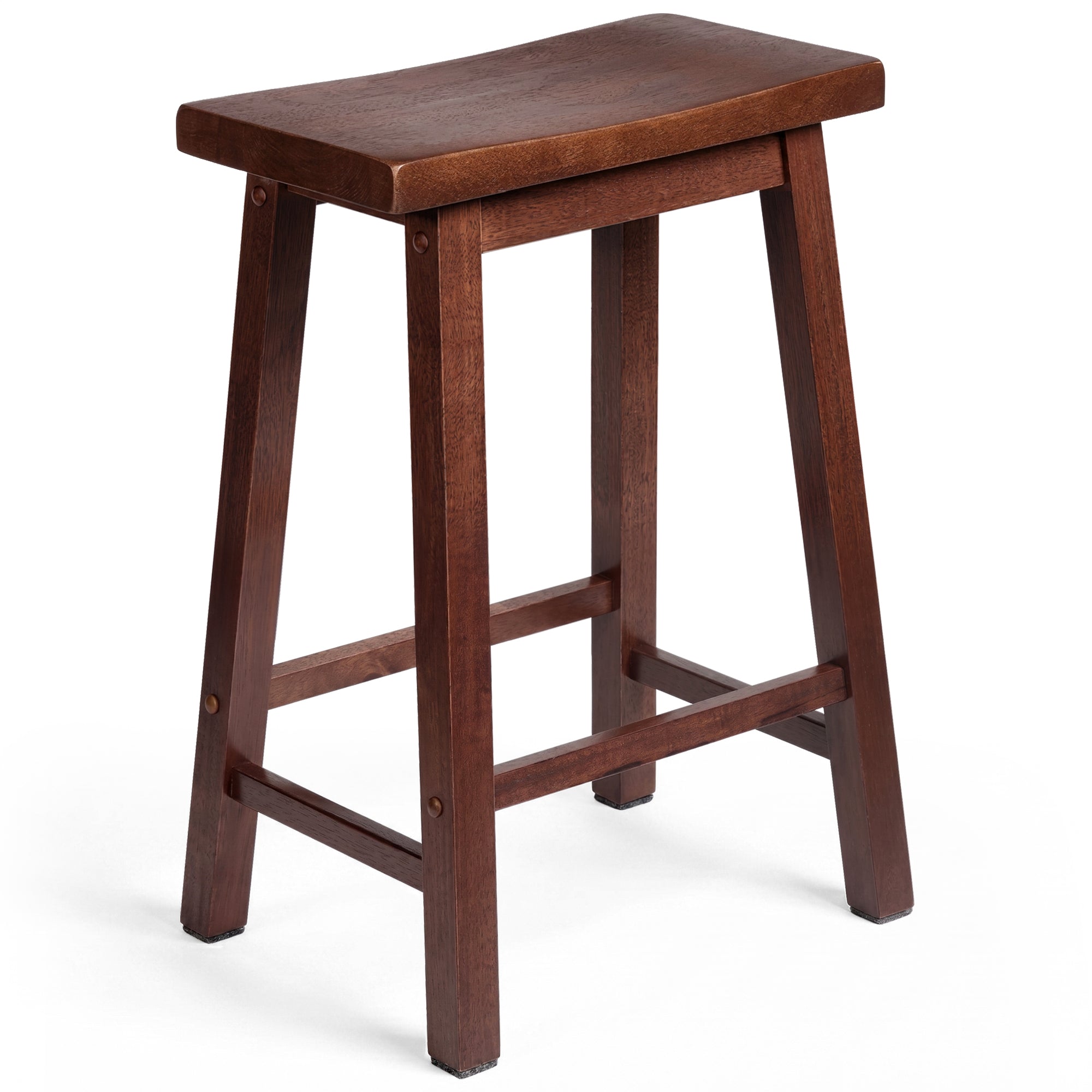 PJ Wood Classic Saddle-Seat 24 Inch Kitchen, Table, & Bar Counter Stool, Walnut