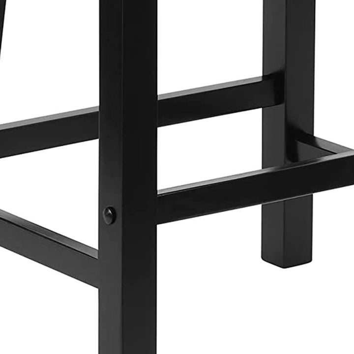 PJ Wood Classic Saddle-Seat 24" Tall Kitchen Counter Stools, Black, (Set of 2) - VMInnovations