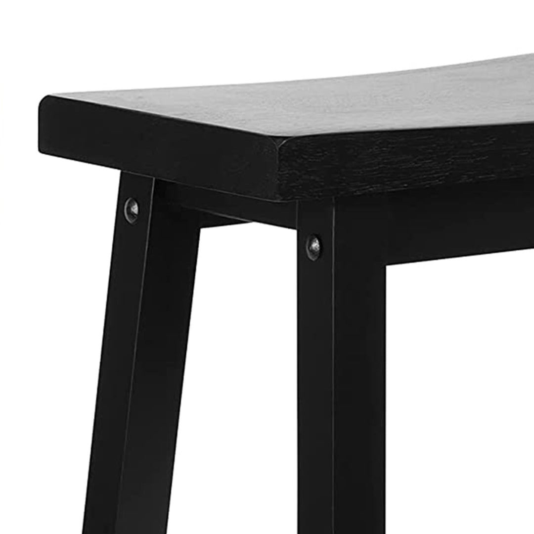 PJ Wood Classic Saddle-Seat 24" Tall Kitchen Counter Stools, Black, (Set of 2) - VMInnovations