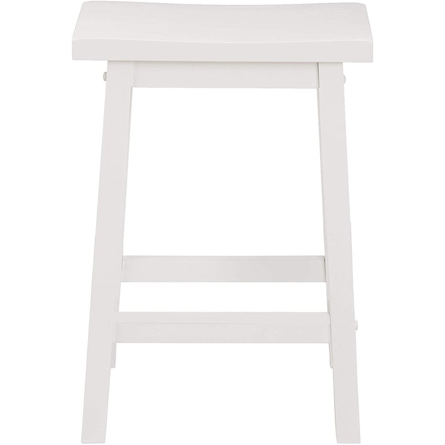 PJ Wood Classic Saddle-Seat Kitchen Counter Stools, White, Set of 2 (Used)