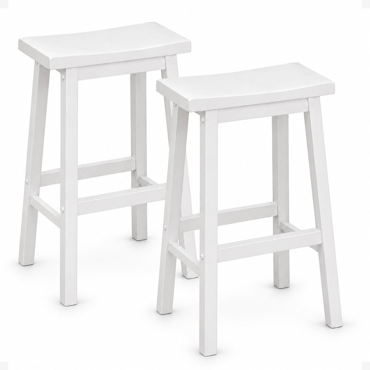 PJ Wood Saddle-Seat 29" Kitchen & Bar Counter Stool, White, Set of 2(Open Box) - VMInnovations