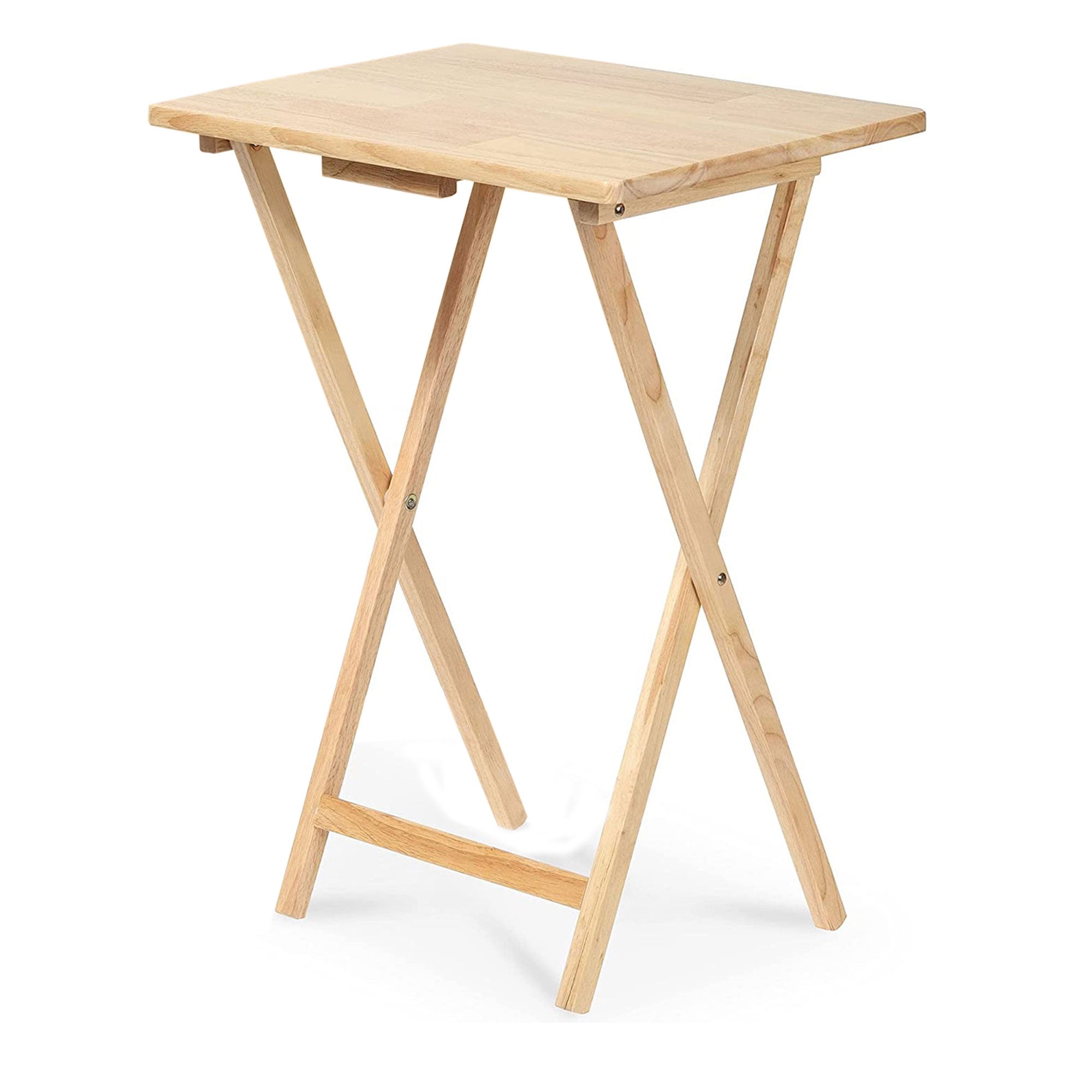 PJ Wood Folding Portable TV Snack Tray Table w/Natural Finish, 2 Piece Set(Used) - VMInnovations