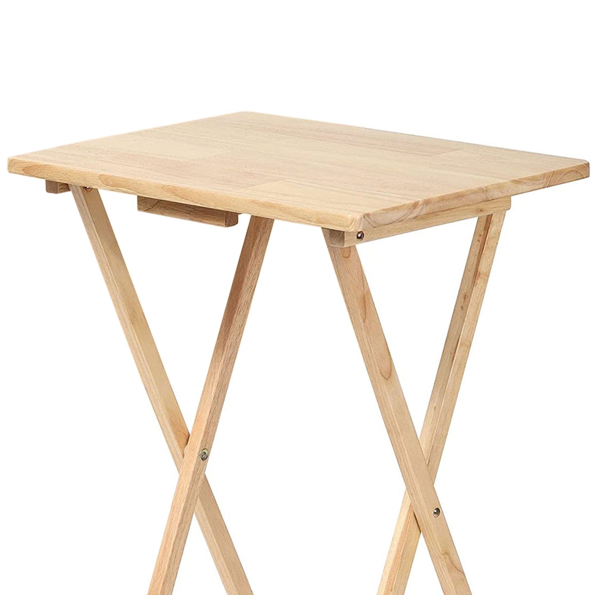 PJ Wood Folding Portable TV Snack Tray Table w/Natural Finish, 2 Piece Set(Used) - VMInnovations