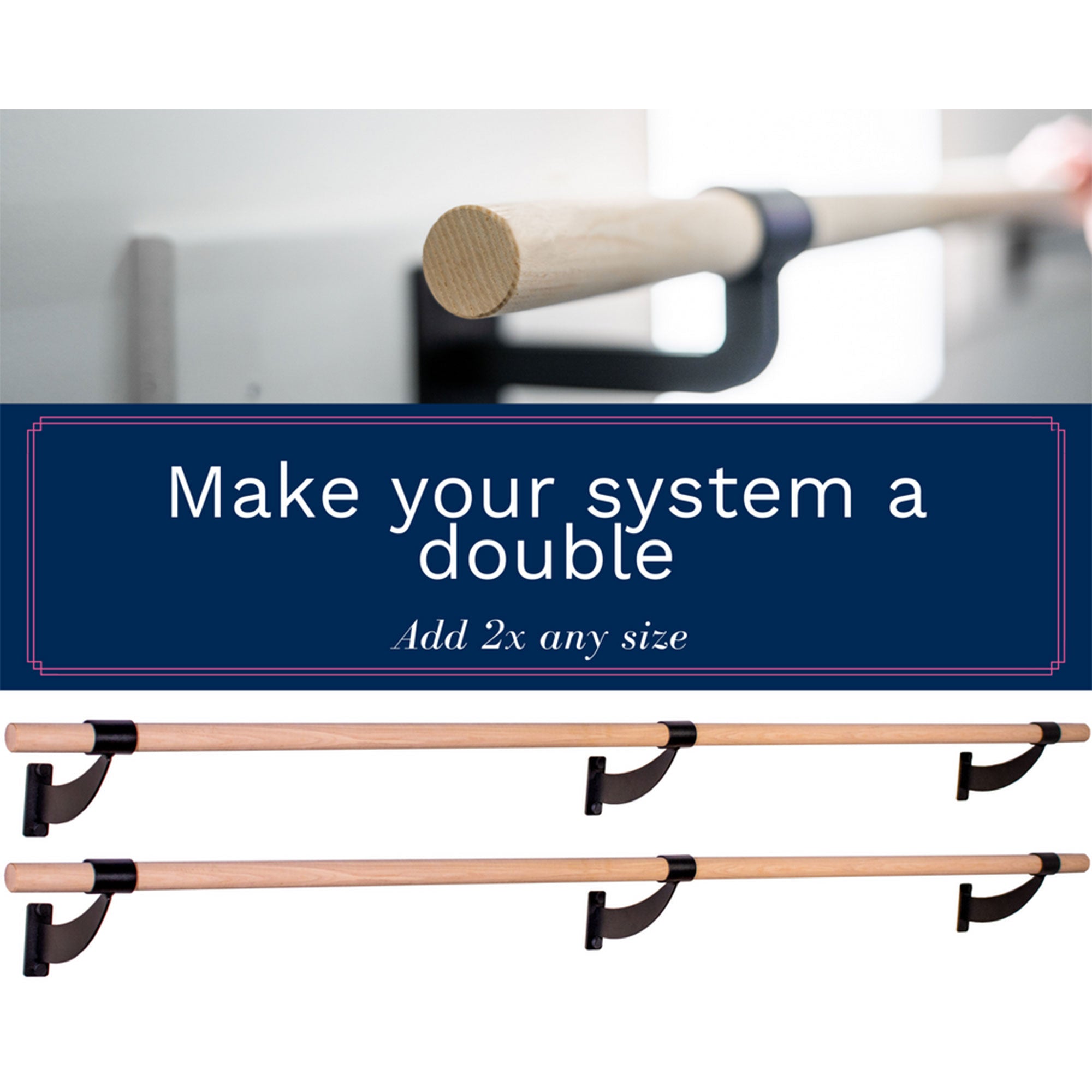 Vita Barre Classic WS48-W Single Bar Wall Mount Ballet Barre System, 4Ft(Used) - VMInnovations